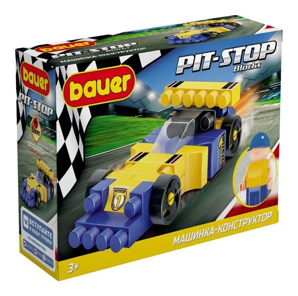 Детский развивающий конструктор Bauer Гоночная машина  в коробке "Pit Stop" 3+