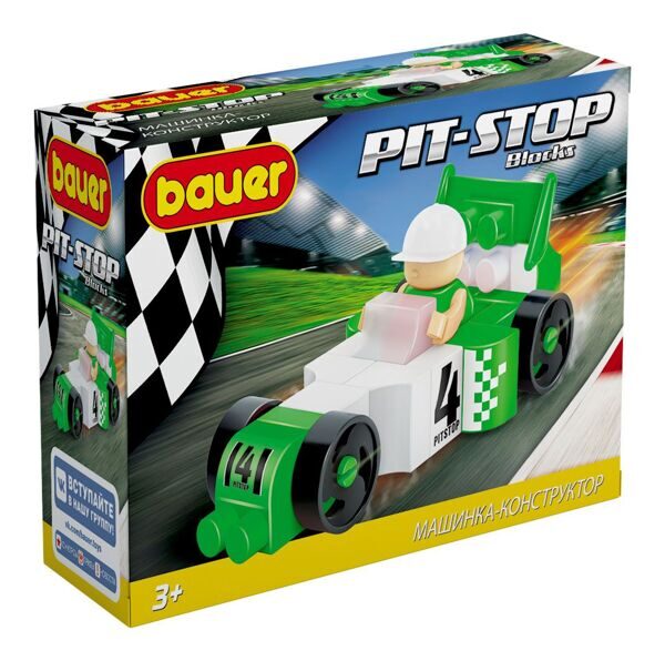 Детский развивающий конструктор Bauer Гоночная машина  в коробке "Pit Stop" 3+